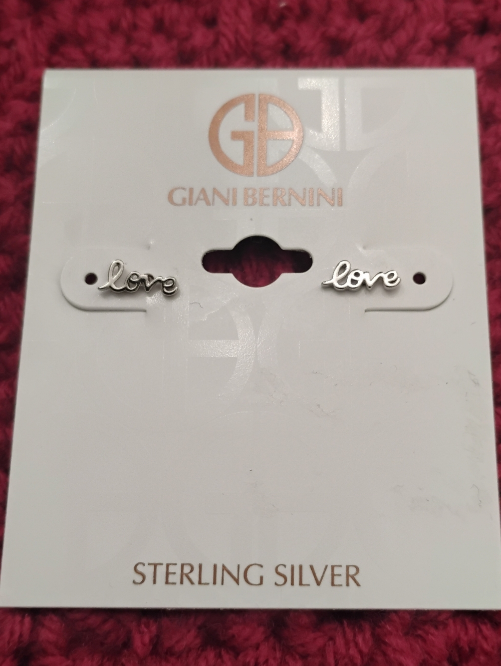 Giani Bernini Love Script Stud Earrings Sterling Silver NWT
